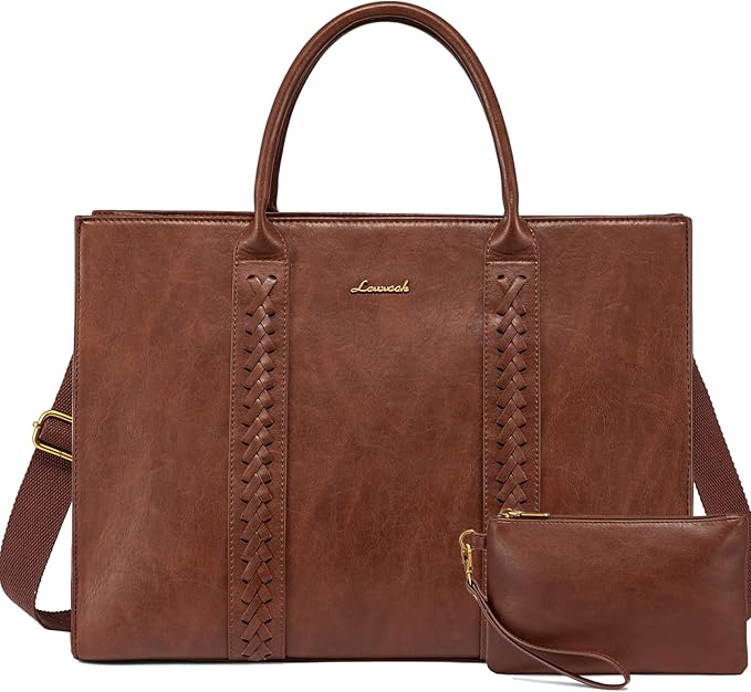 Brown Leather 15.6 Inch Laptop Tote Bag