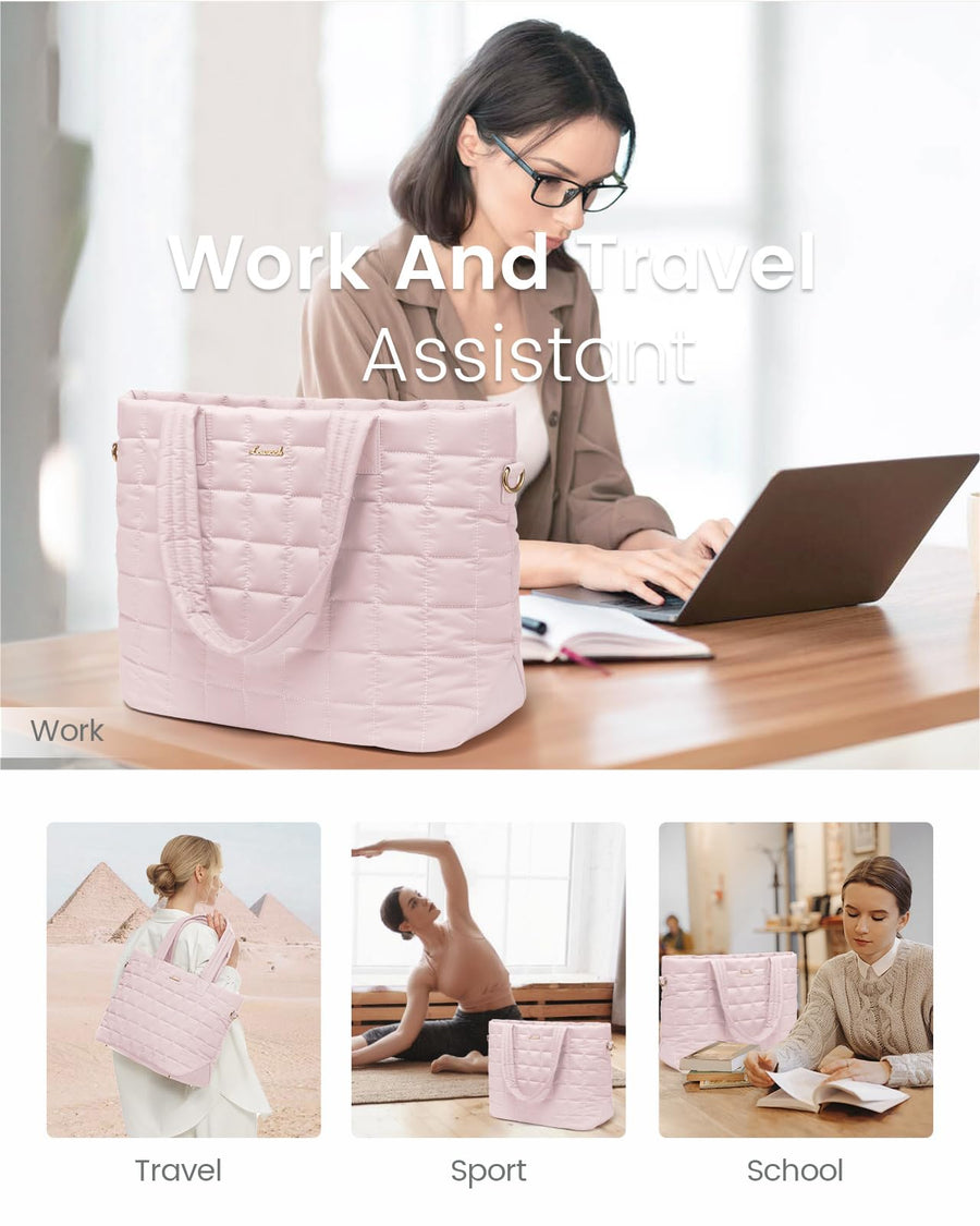 Tote Bag for Women, Large Puffer Tote Bag with Zipper Quilted Light Work Bag