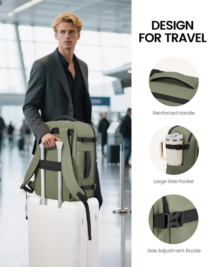 Travel Backpack for Women Men with Garment Bag, 40L Carry on Backpack as TSA Personal Item Flight Approved, Luggage Daypack Fits 17.3