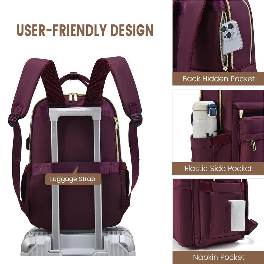 Laptop Backpack for Women Men 15.6 Inch Laptop Bag with USB Port Fashion Waterproof Backpacks Teacher Nurse Stylish Travel Bags Vintage Daypacks Bookbag for College School Work