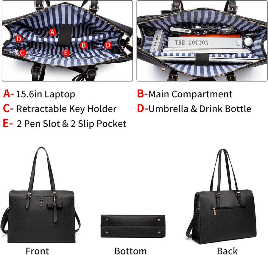 Stylish 4pc Leather Laptop Briefcase