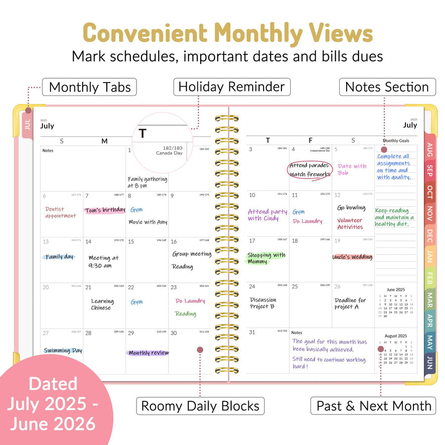 Forvencer Academic Planner 2025-2026, Hardcover Weekly & Monthly Calendar Planner, July 2025 - June 2026, 8.5