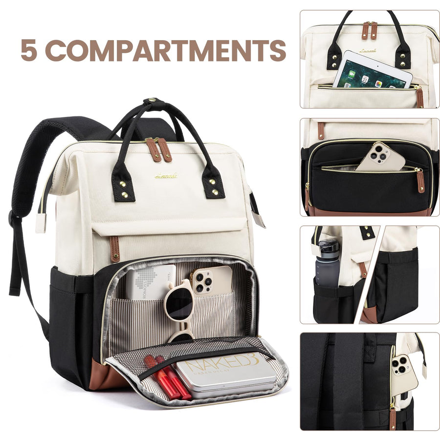 Laptop Backpack for Women, 15.6 Inch Work Business Backpacks Purse with USB Port, Large Capacity Nurse Bag College Bookbag for School, Waterproof Casual Daypack for Travel