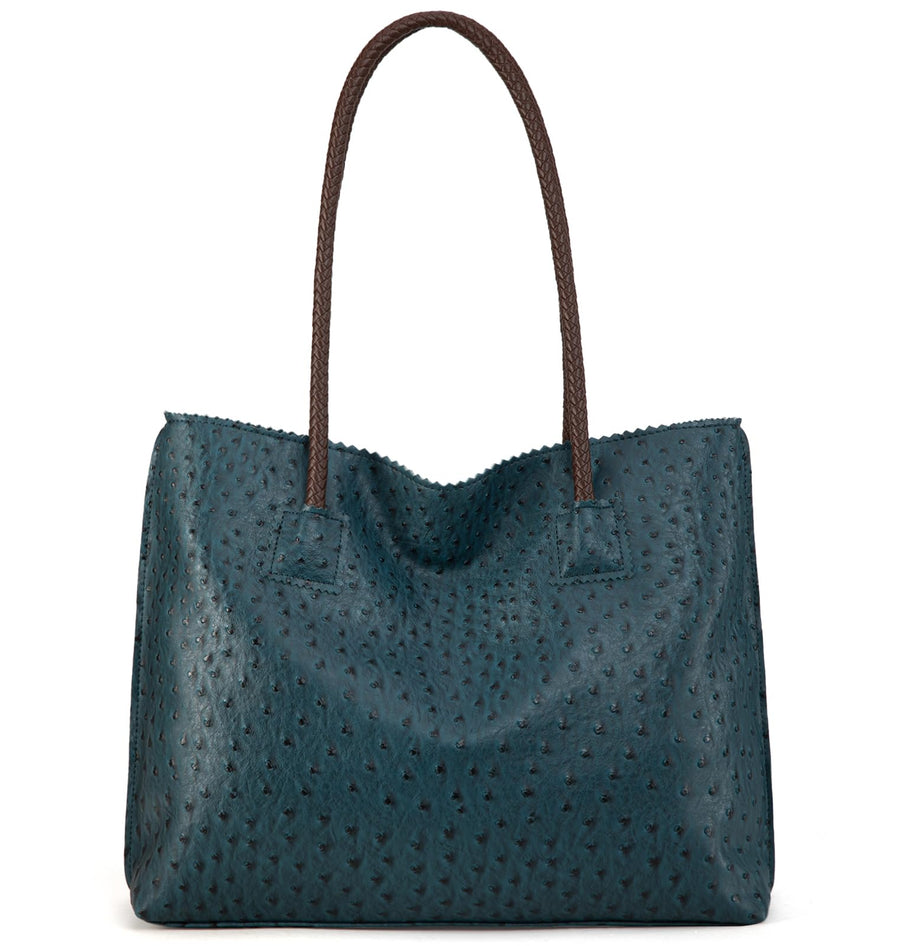 Tote Bag for Women with Zipper Large Ostrich Vegan Leather Shoulder Purses and Handbags
