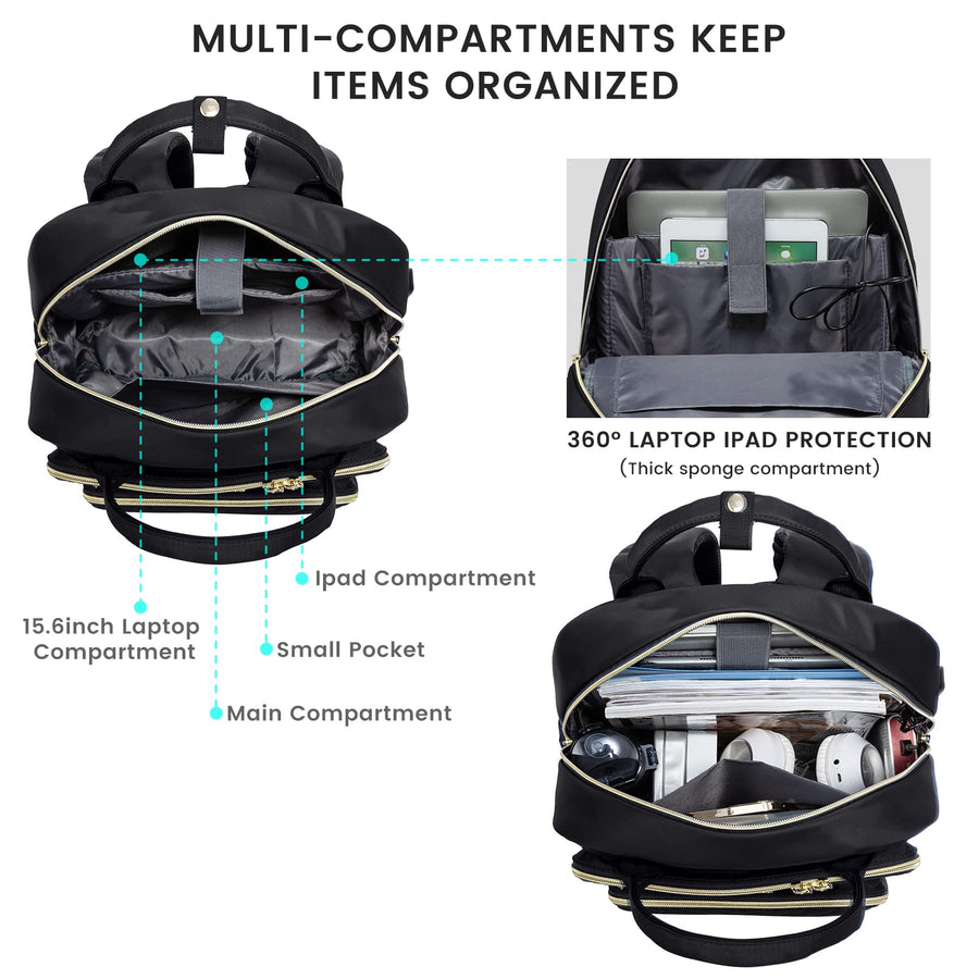 15.6 Inch Laptop Backpack for Women,Fashion Work Travel Backpack,Waterproof Day Pack Purse for Teacher Nurse Dark Green