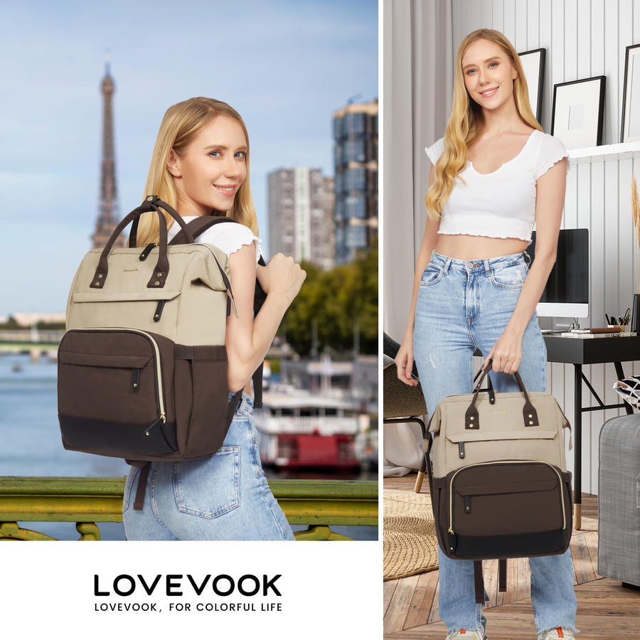 Laptop Backpack for Women, 15.6 Inch Work Business Backpacks Purse with USB Port, Large Capacity Nurse Bag College Bookbag for School, Waterproof Casual Daypack for Travel