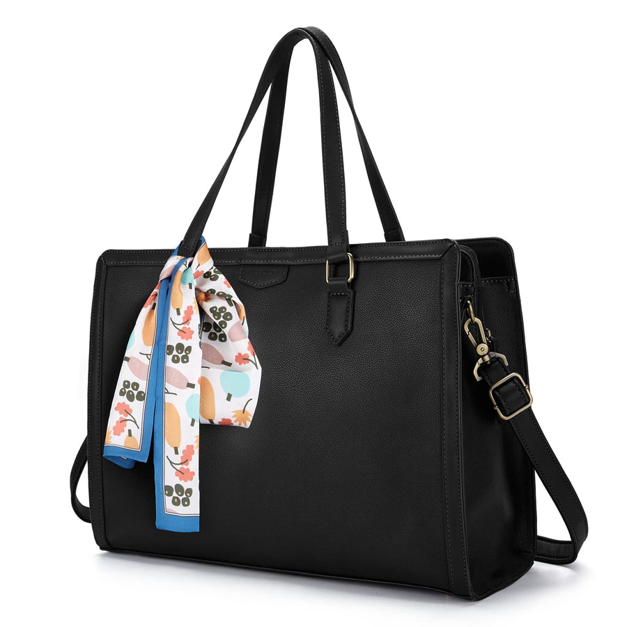 Laptop Tote Bag for Women 15.6 Inch Leather Work Bags Teacher Computer Purse Briefcase Handbag for Office, Travel