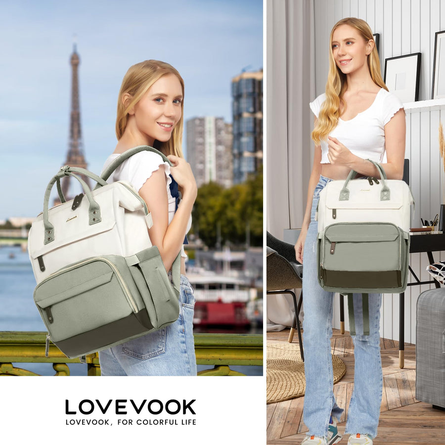 Laptop Backpack for Women, 15.6 Inch Work Business Backpacks Purse with USB Port, Large Capacity Nurse Bag College Bookbag for School, Waterproof Casual Daypack for Travel
