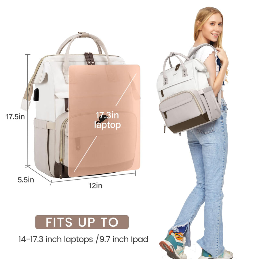 Laptop Backpack for Women, 15.6 Inch Work Business Backpacks Purse with USB Port, Large Capacity Nurse Bag College Bookbag for School, Waterproof Casual Daypack for Travel
