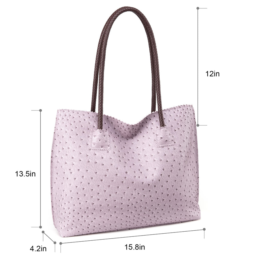 Tote Bag for Women with Zipper Large Ostrich Vegan Leather Shoulder Purses and Handbags