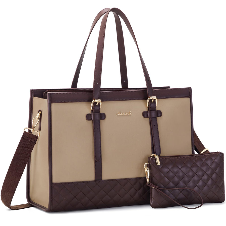 Laptop Bag for Women 15.6 inch Canvas Laptop Tote Bag, Large Capacity Work Bag with Clutch Purse, Computer Bag Office Business Briefcase, Casual Handbag for Travel College Teacher School