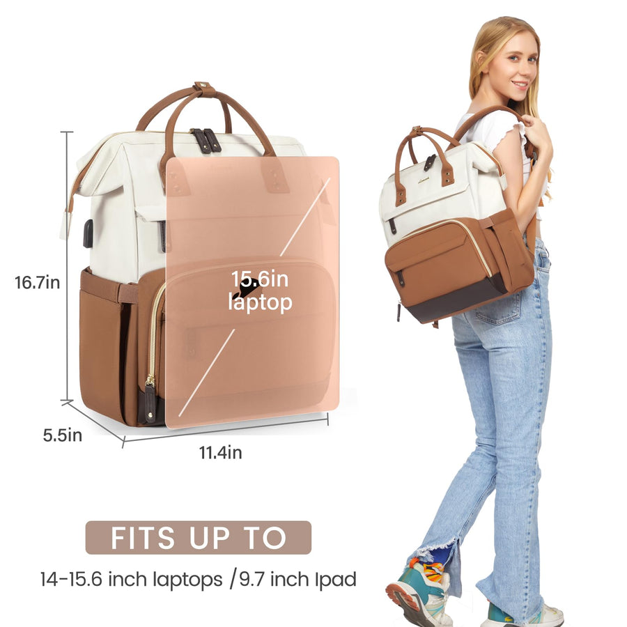 Laptop Backpack for Women, 15.6 Inch Work Business Backpacks Purse with USB Port, Large Capacity Nurse Bag College Bookbag for School, Waterproof Casual Daypack for Travel