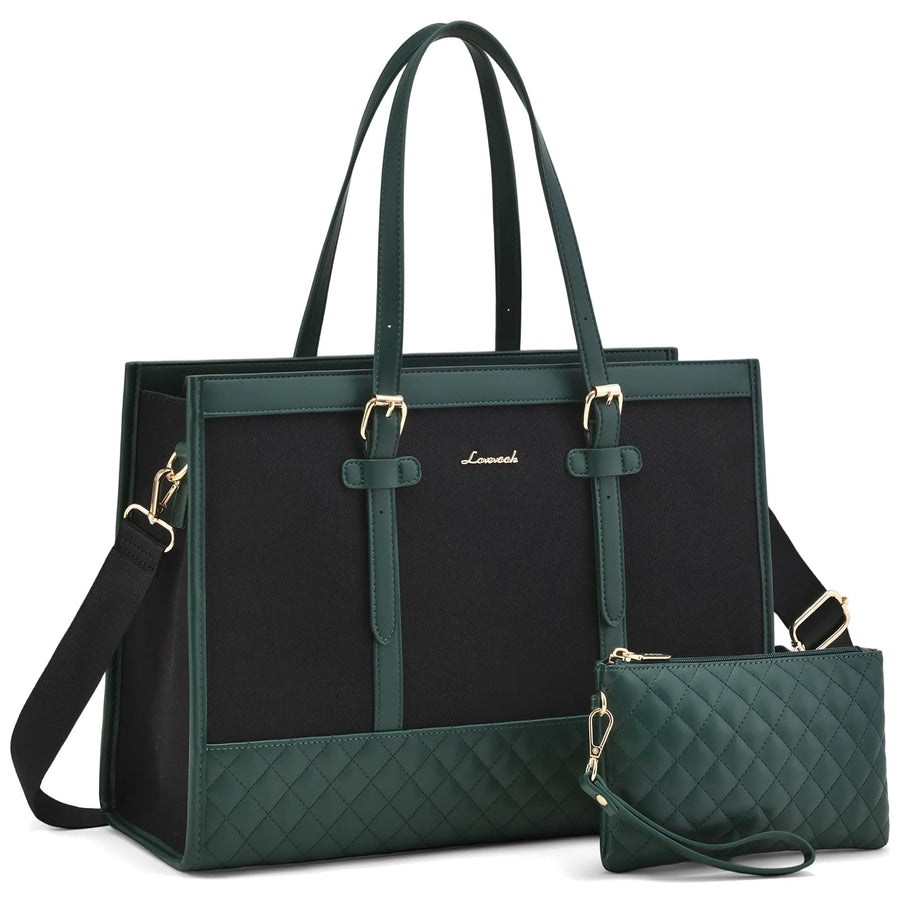 Laptop Bag for Women 15.6 inch Canvas Laptop Tote Bag, Large Capacity Work Bag with Clutch Purse, Computer Bag Office Business Briefcase, Casual Handbag for Travel College Teacher School