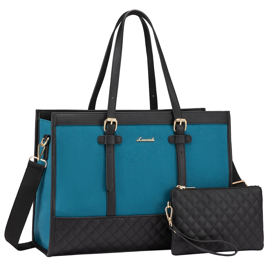 Laptop Bag for Women 15.6 inch Canvas Laptop Tote Bag, Large Capacity Work Bag with Clutch Purse, Computer Bag Office Business Briefcase, Casual Handbag for Travel College Teacher School