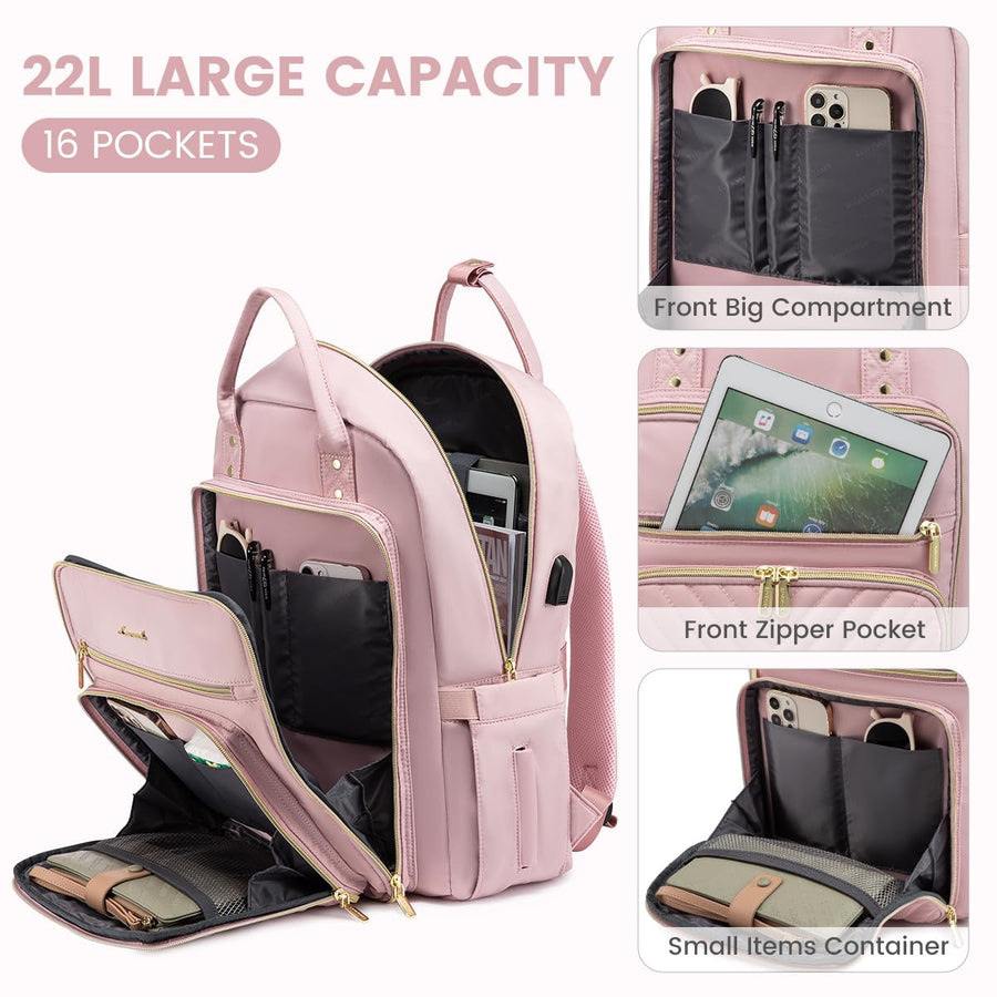 15.6 Inch Laptop Backpack for Women,Fashion Work Travel Backpack,Waterproof Day Pack Purse for Teacher Nurse Dark Green