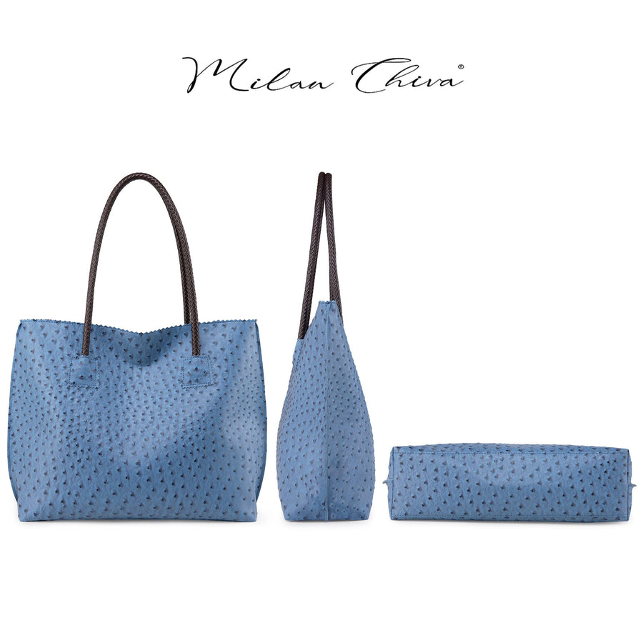 Tote Bag for Women with Zipper Large Ostrich Vegan Leather Shoulder Purses and Handbags