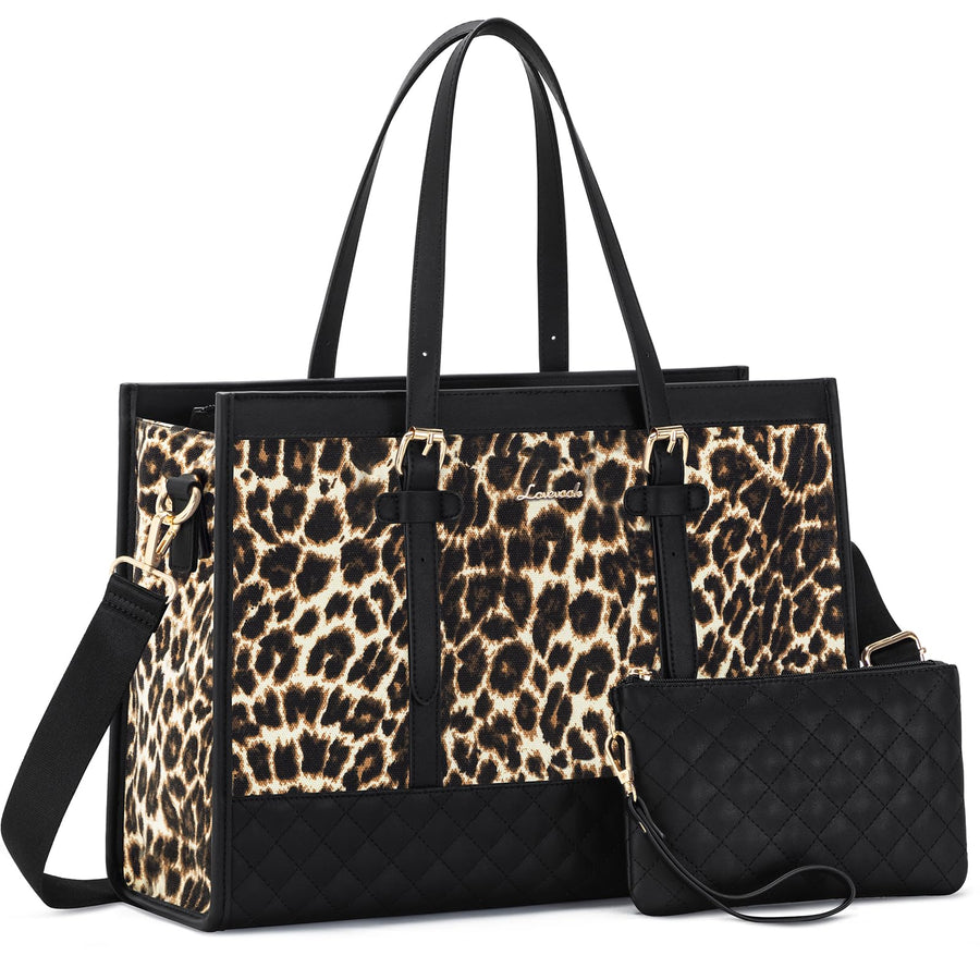 Laptop Bag for Women 15.6 inch Canvas Laptop Tote Bag, Large Capacity Work Bag with Clutch Purse, Computer Bag Office Business Briefcase, Casual Handbag for Travel College Teacher School