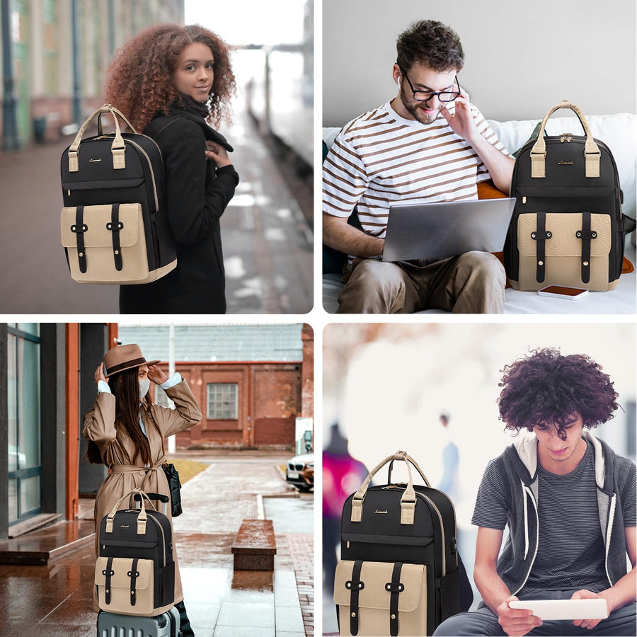 Laptop Backpack for Women Men 15.6 Inch Laptop Bag with USB Port Fashion Waterproof Backpacks Teacher Nurse Stylish Travel Bags Vintage Daypacks Bookbag for College School Work