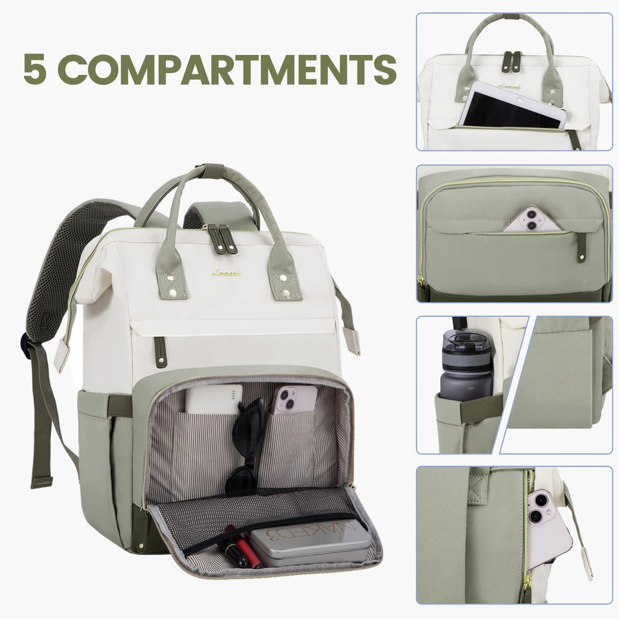 Laptop Backpack for Women, 15.6 Inch Work Business Backpacks Purse with USB Port, Large Capacity Nurse Bag College Bookbag for School, Waterproof Casual Daypack for Travel
