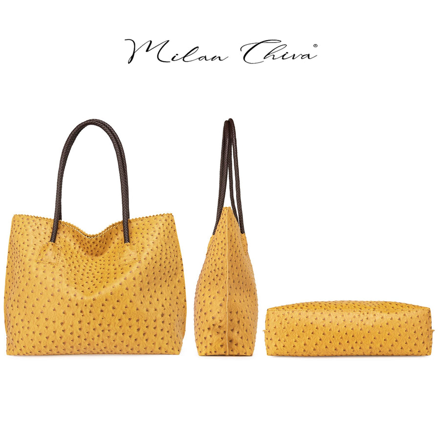 Tote Bag for Women with Zipper Large Ostrich Vegan Leather Shoulder Purses and Handbags