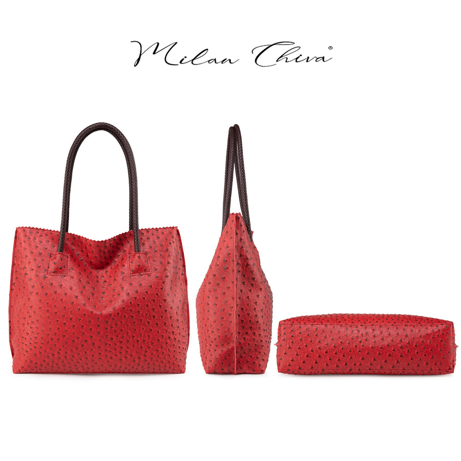 Tote Bag for Women with Zipper Large Ostrich Vegan Leather Shoulder Purses and Handbags