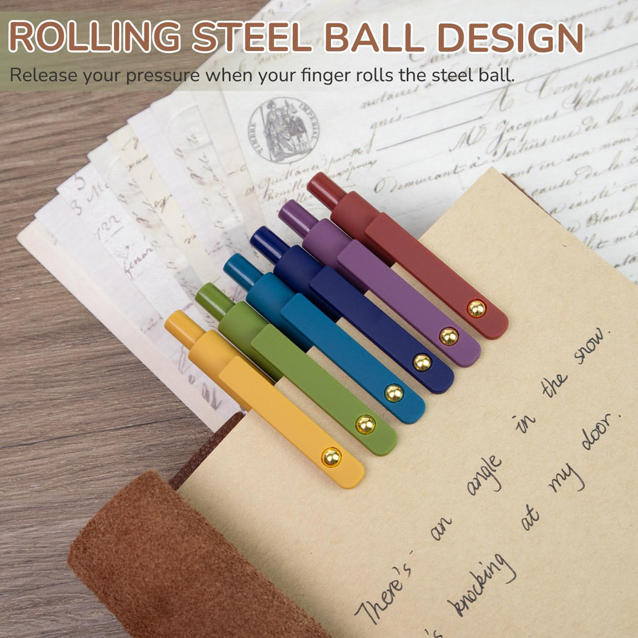 Colorful Pens, 6 Pcs Colored Pens Fine Point Smooth Writing Pen, 0.5mm Colored Ink Gel Pen for Journaling Note Taking Writing, Office School Supplies Gifts for Women (6 Pcs Gold Vintage)