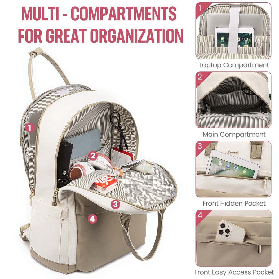 Laptop Backpack for Women Men 15.6 Inch Laptop Bag with USB Port Fashion Waterproof Backpacks Teacher Nurse Stylish Travel Bags Vintage Daypacks Bookbag for College School Work