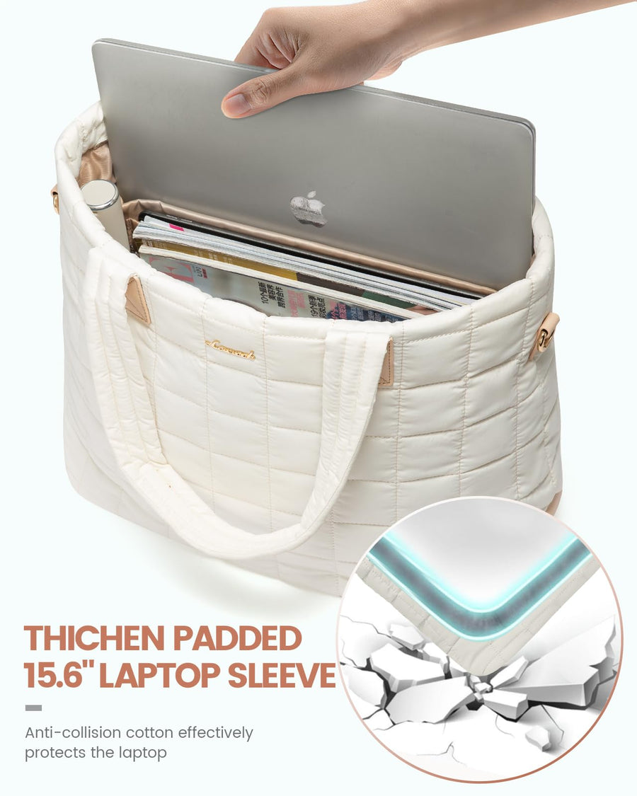 Tote Bag for Women, Large Puffer Tote Bag with Zipper Quilted Light Work Bag
