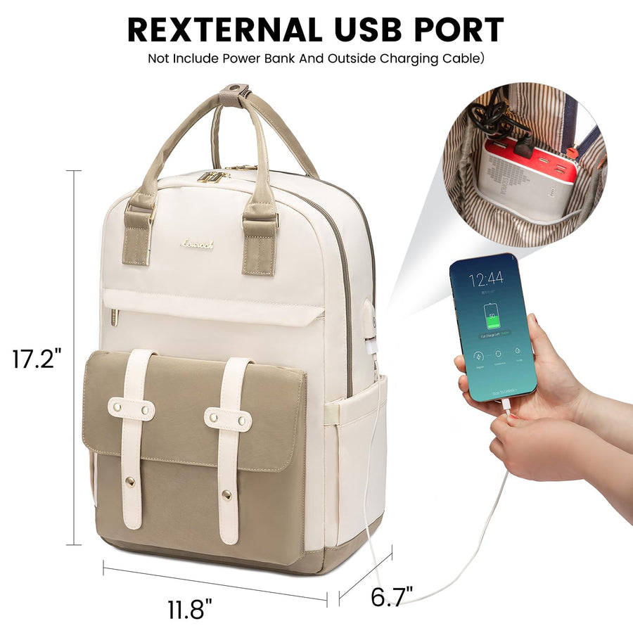 Laptop Backpack for Women Men 15.6 Inch Laptop Bag with USB Port Fashion Waterproof Backpacks Teacher Nurse Stylish Travel Bags Vintage Daypacks Bookbag for College School Work