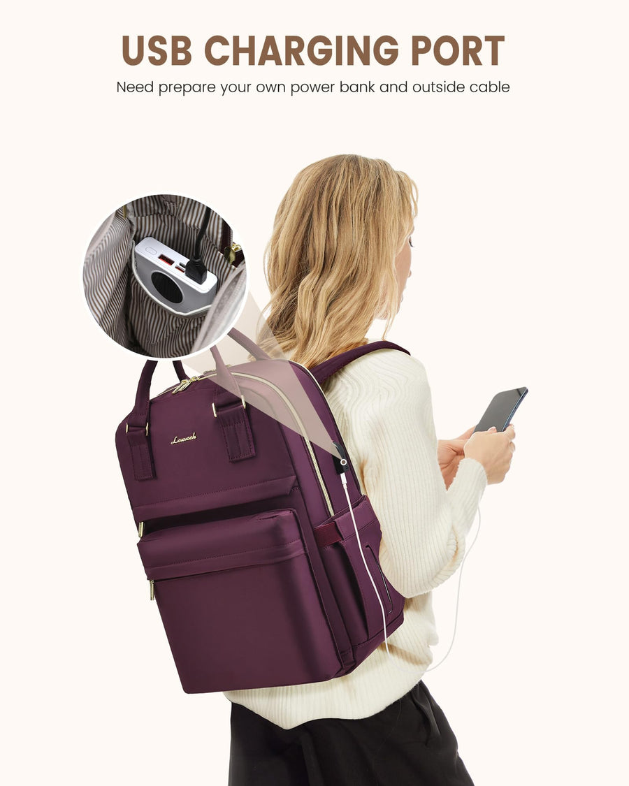 Laptop Backpack for Women Men 15.6 Inch Laptop Bag with USB Port Fashion Waterproof Backpacks Teacher Nurse Stylish Travel Bags Vintage Daypacks Bookbag for College School Work