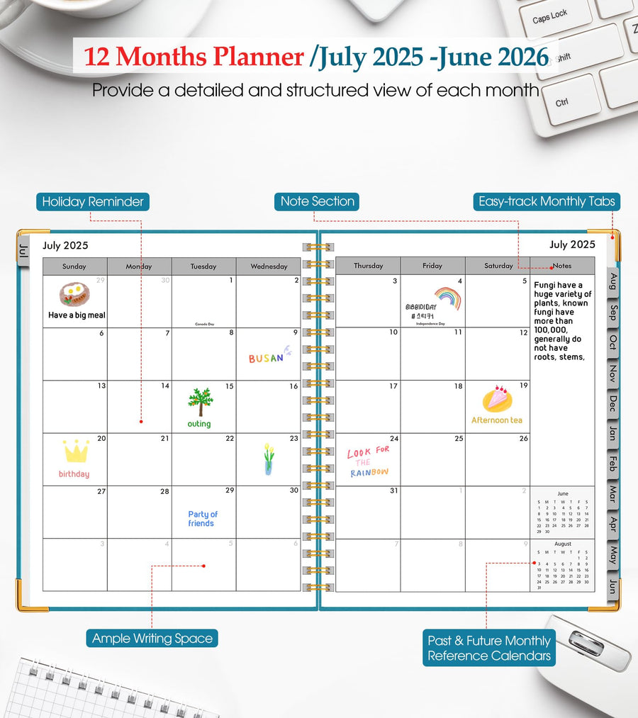 Academic Planner 2025-2026, Weekly and Monthly Calendar Planner from July 2025 - June 2026, 8.5