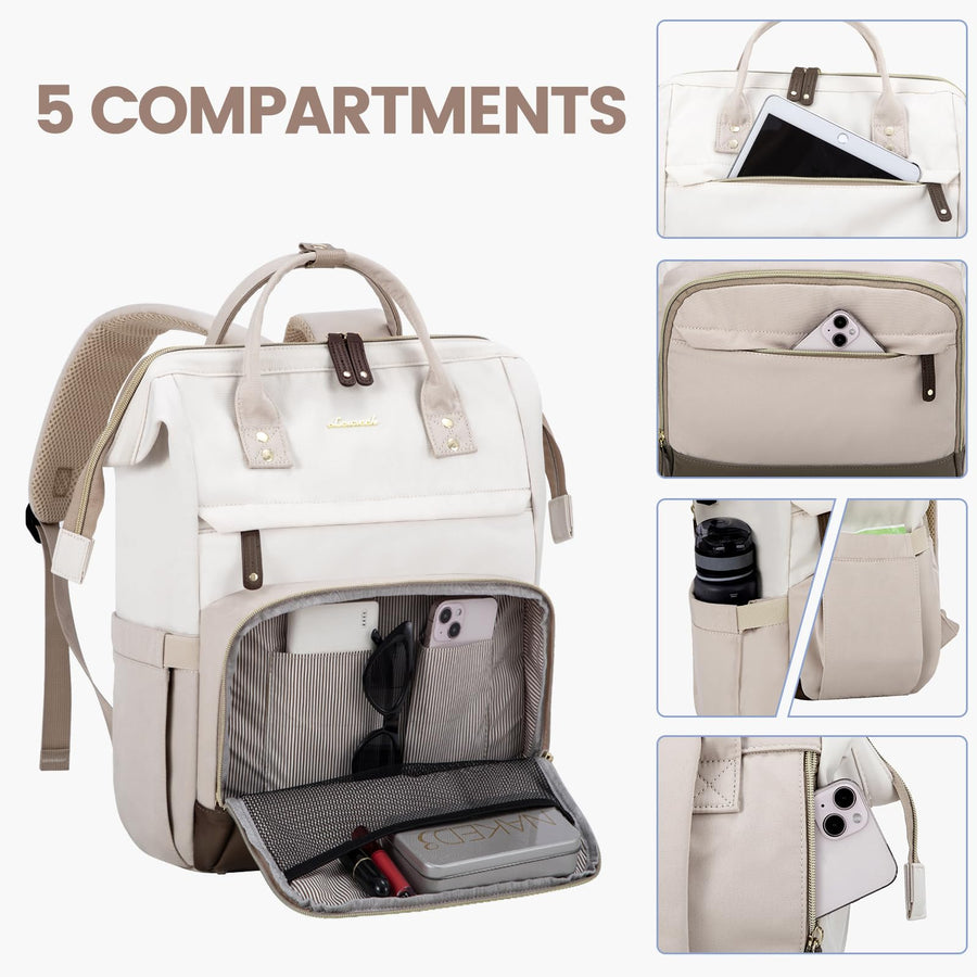 Laptop Backpack for Women, 15.6 Inch Work Business Backpacks Purse with USB Port, Large Capacity Nurse Bag College Bookbag for School, Waterproof Casual Daypack for Travel
