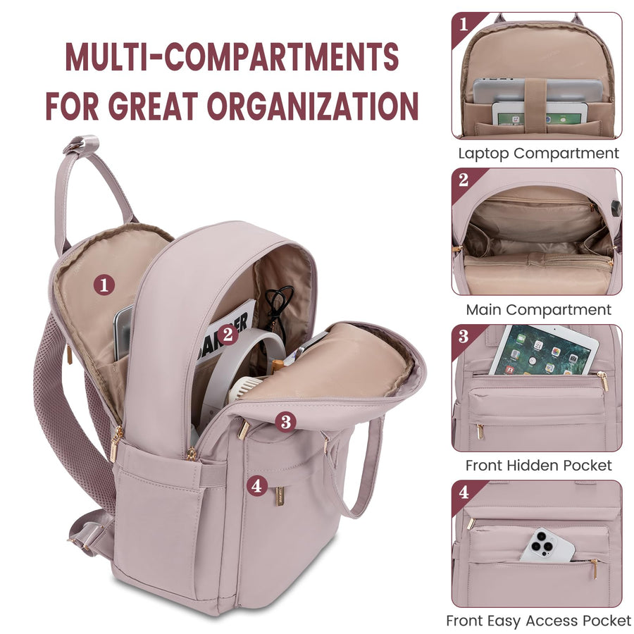 Laptop Backpack for Women Men 15.6 Inch Laptop Bag with USB Port Fashion Waterproof Backpacks Teacher Nurse Stylish Travel Bags Vintage Daypacks Bookbag for College School Work