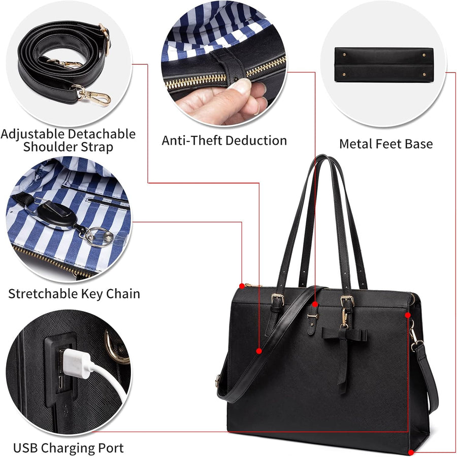 Stylish 4pc Leather Laptop Briefcase