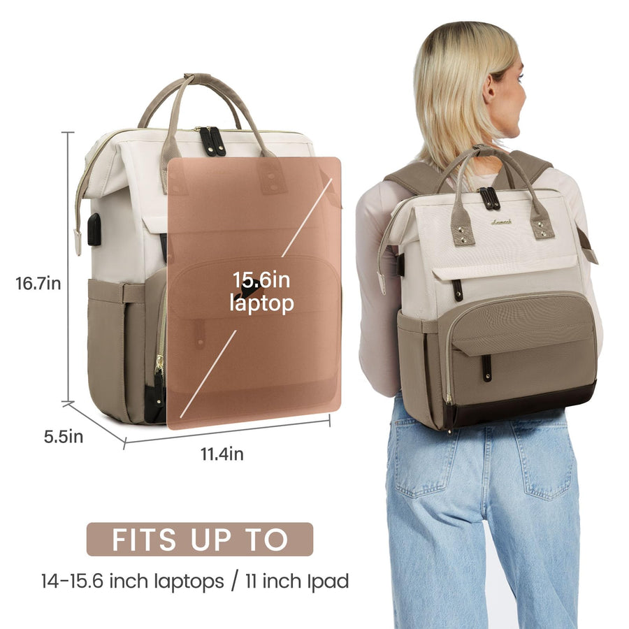 Laptop Backpack for Women, 15.6 Inch Work Business Backpacks Purse with USB Port, Large Capacity Nurse Bag College Bookbag for School, Waterproof Casual Daypack for Travel