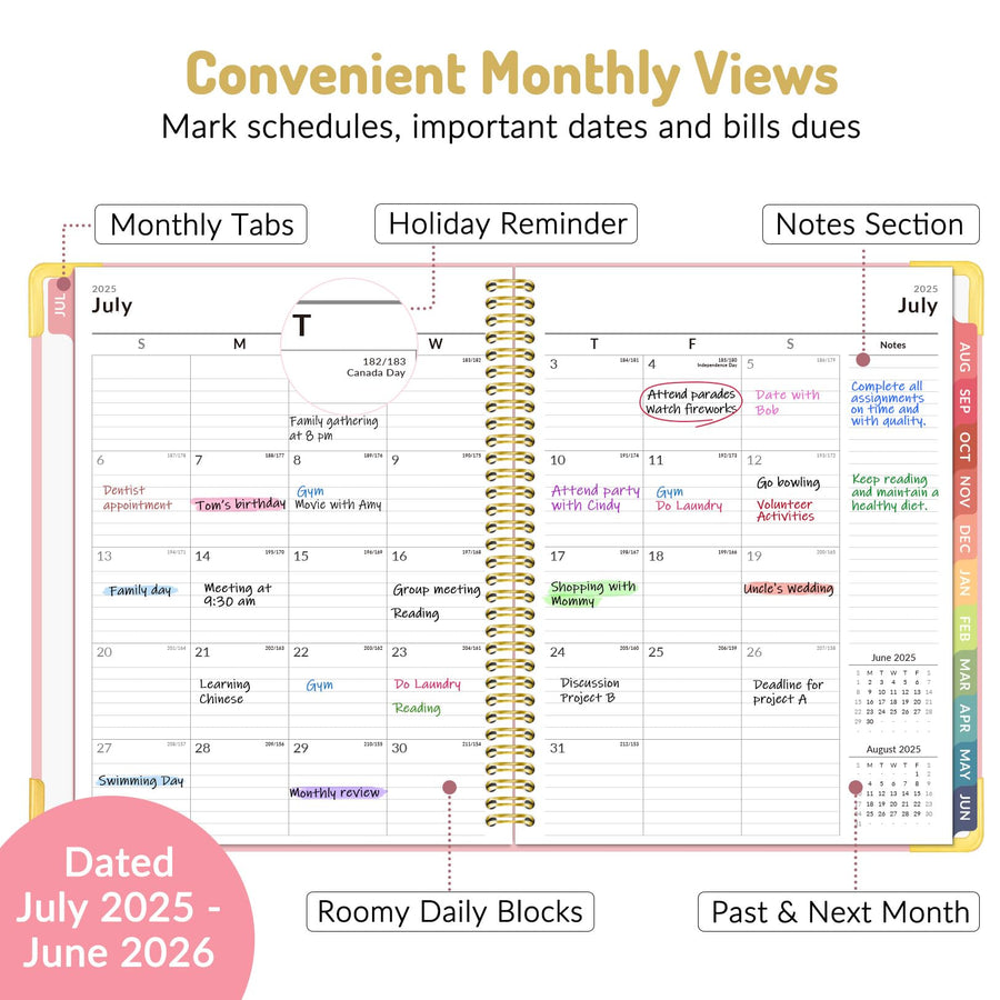 Forvencer Academic Planner 2025-2026, Hardcover Weekly & Monthly Calendar Planner, July 2025 - June 2026, 8.5