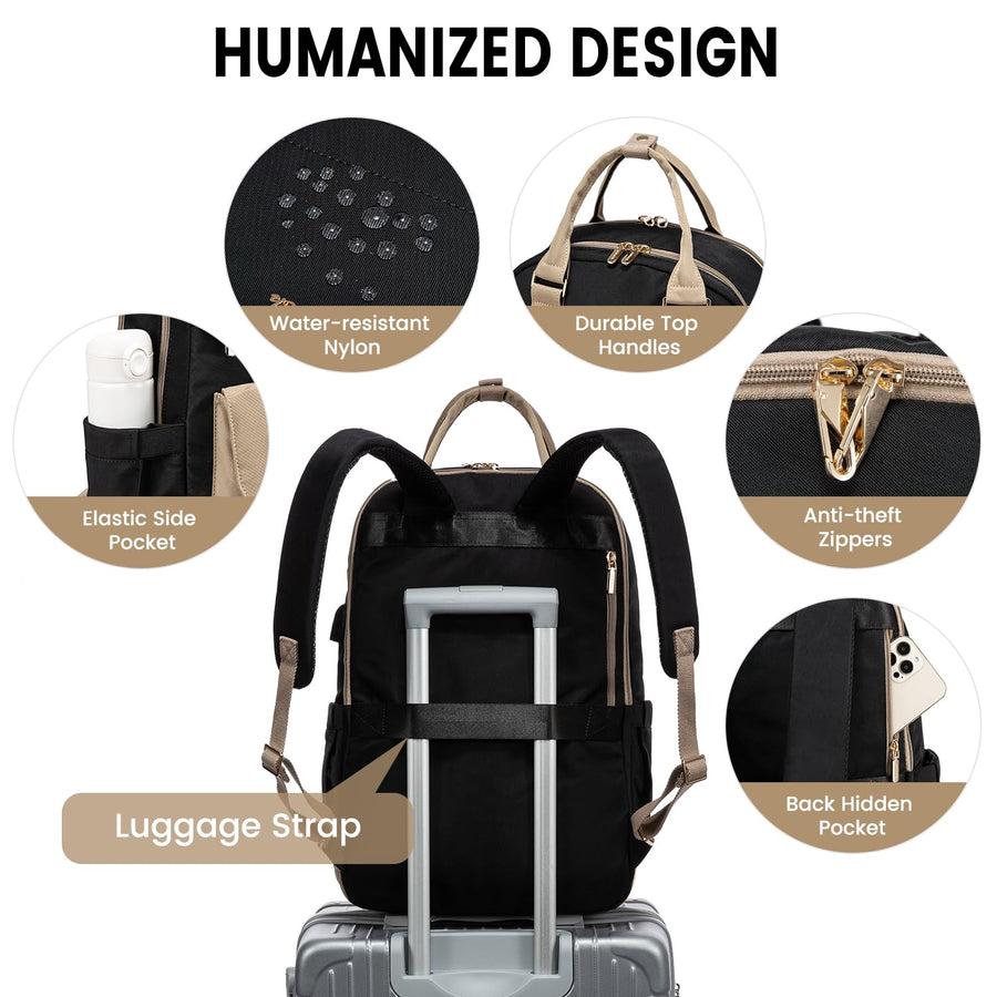 Laptop Backpack for Women Men 15.6 Inch Laptop Bag with USB Port Fashion Waterproof Backpacks Teacher Nurse Stylish Travel Bags Vintage Daypacks Bookbag for College School Work