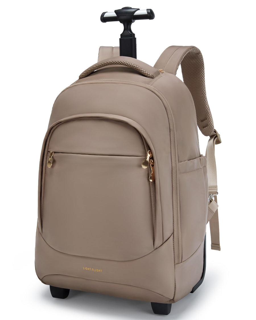 LIGHT FLIGHT Travel Laptop Backpack Women, 15.6 Inch Laptop Backpack with USB Charging Hole, Water Resistant College Bookbag, Black Computer Backpacks for Work, Champagne