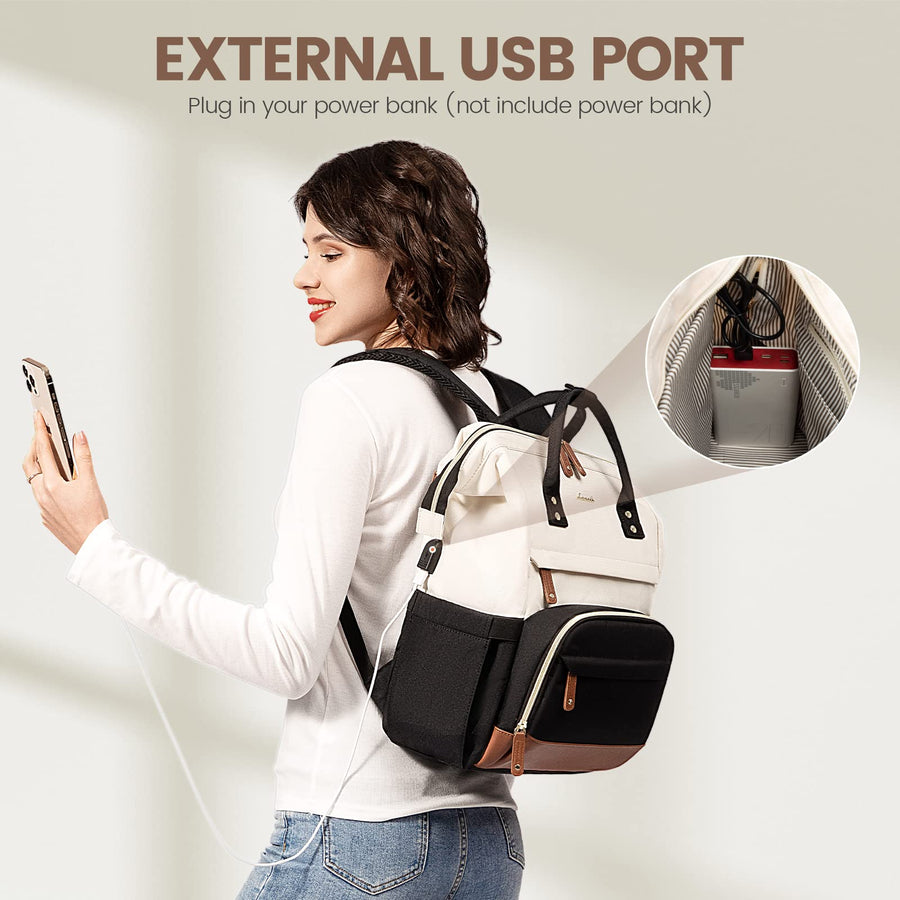 Laptop Backpack for Women, 15.6 Inch Work Business Backpacks Purse with USB Port, Large Capacity Nurse Bag College Bookbag for School, Waterproof Casual Daypack for Travel