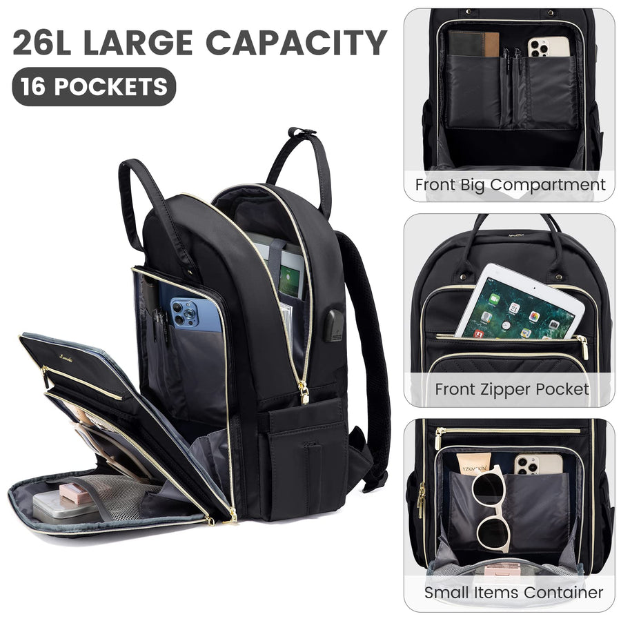 15.6 Inch Laptop Backpack for Women,Fashion Work Travel Backpack,Waterproof Day Pack Purse for Teacher Nurse Dark Green