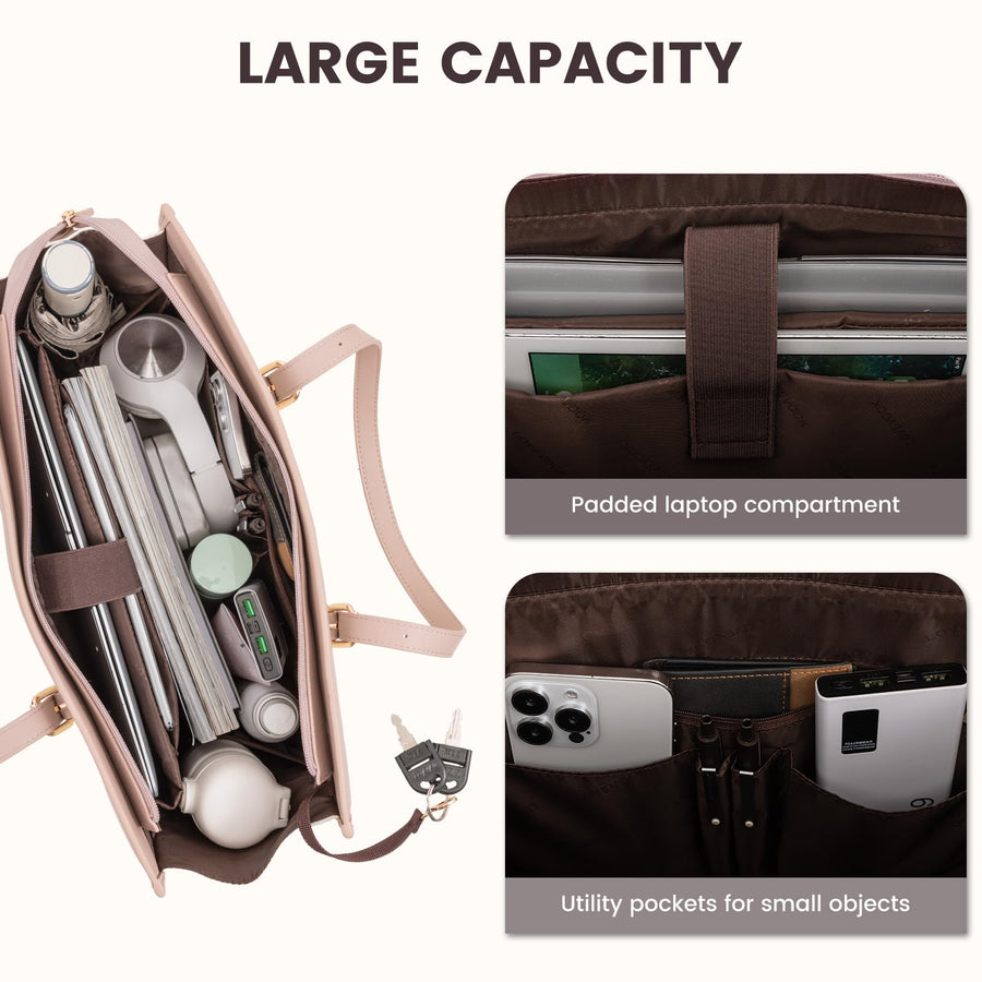 Laptop Bag for Women 15.6 inch Canvas Laptop Tote Bag, Large Capacity Work Bag with Clutch Purse, Computer Bag Office Business Briefcase, Casual Handbag for Travel College Teacher School