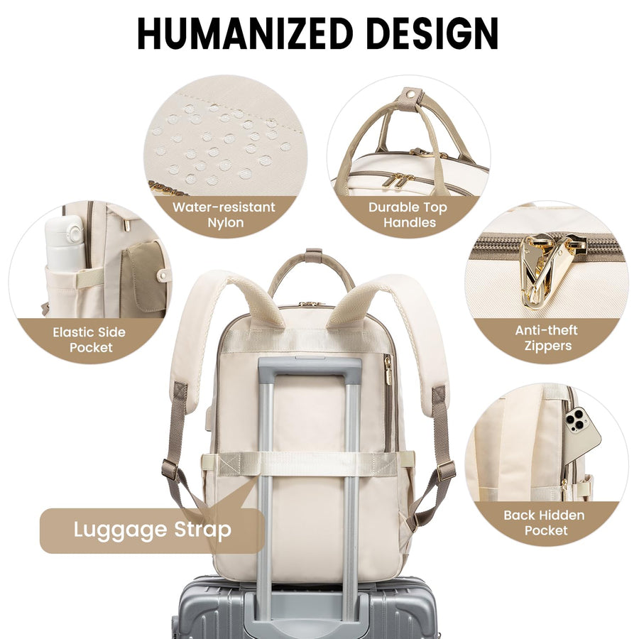 Laptop Backpack for Women Men 15.6 Inch Laptop Bag with USB Port Fashion Waterproof Backpacks Teacher Nurse Stylish Travel Bags Vintage Daypacks Bookbag for College School Work