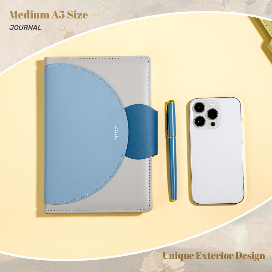 CAGIE Lined Journal for Women, 100GSM Leather Journals for Writing with Buckle Closure,A5 Hardcover Diary Journaling Notebooks for Business Work School Note Taking 5.9