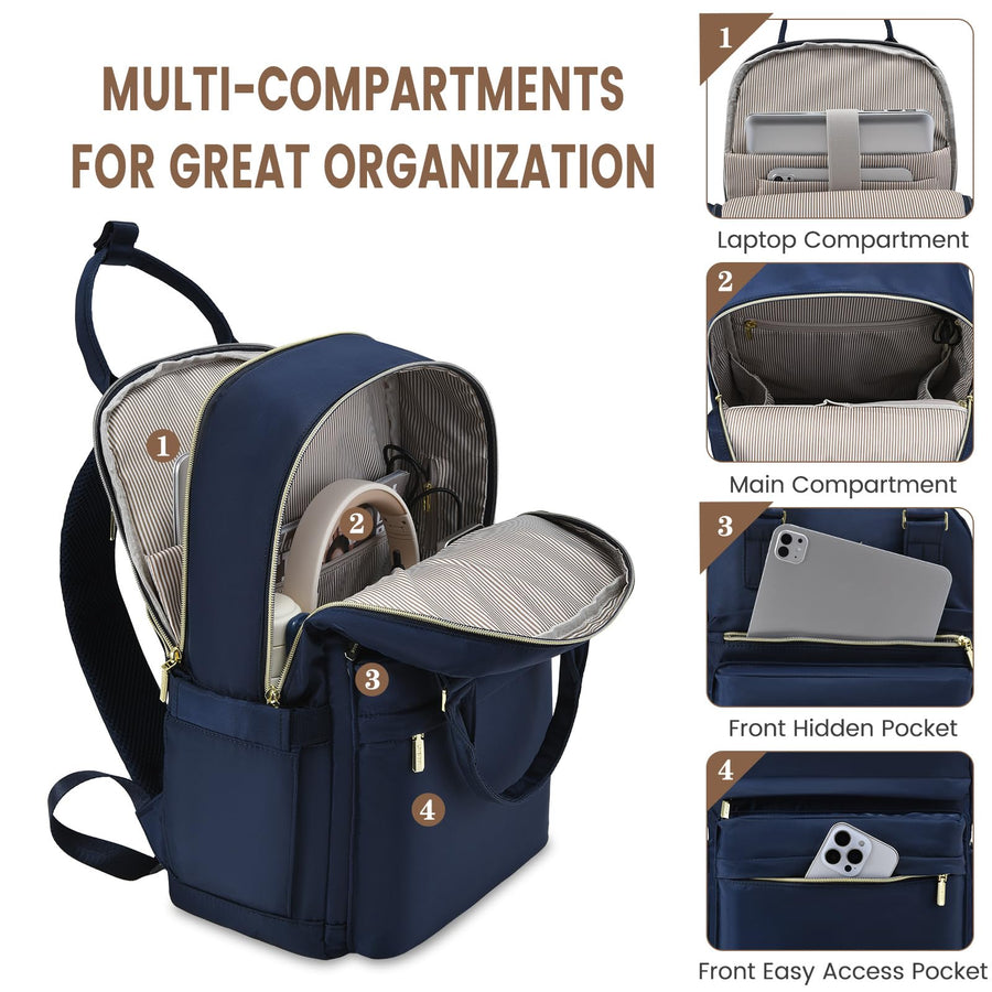Laptop Backpack for Women Men 15.6 Inch Laptop Bag with USB Port Fashion Waterproof Backpacks Teacher Nurse Stylish Travel Bags Vintage Daypacks Bookbag for College School Work