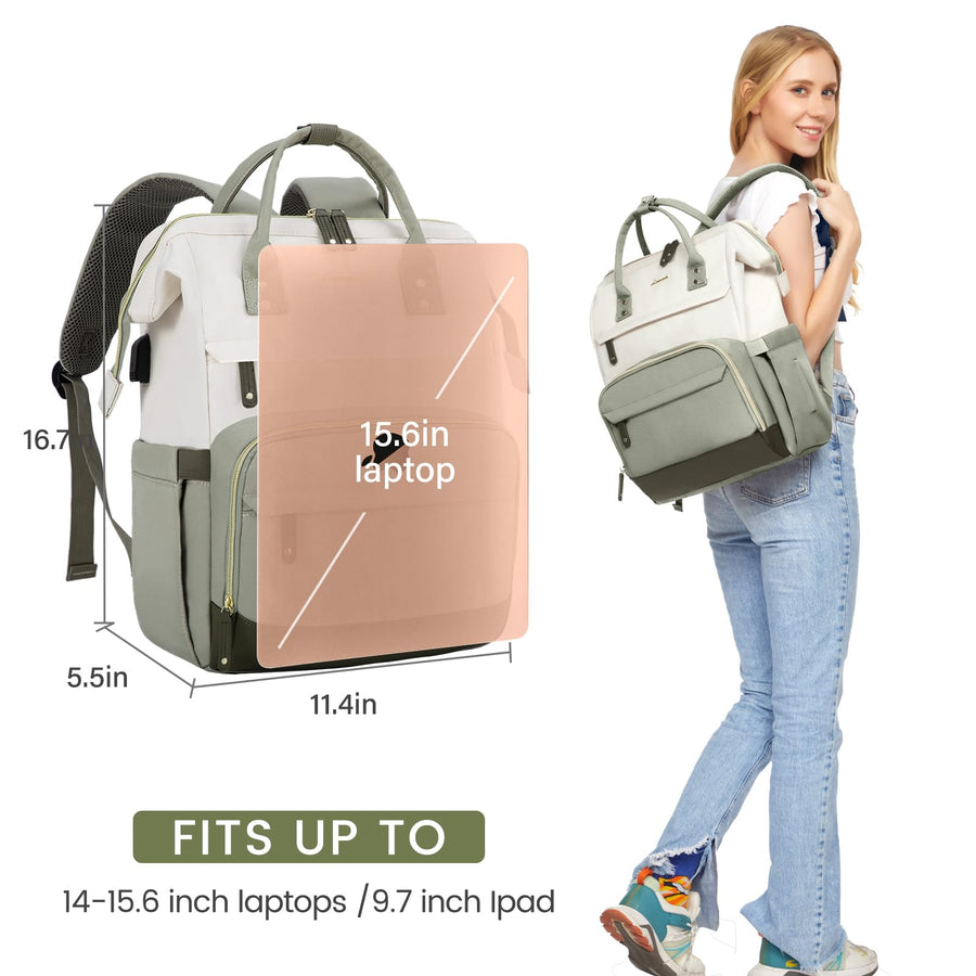 Laptop Backpack for Women, 15.6 Inch Work Business Backpacks Purse with USB Port, Large Capacity Nurse Bag College Bookbag for School, Waterproof Casual Daypack for Travel