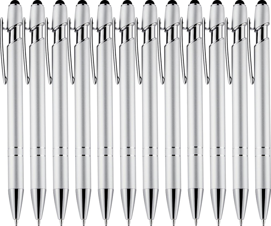 12 Pack Black Gold Ballpoint Pen with Stylus Tip, 1.0 mm Black Ink Smooth Writing Pens, Metal Stylus Pens for Touch Screens
