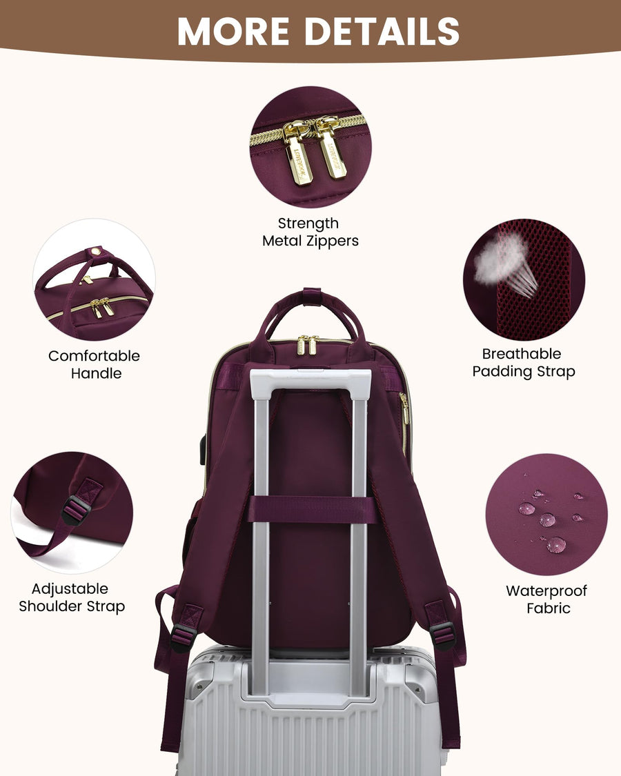 Laptop Backpack for Women Men 15.6 Inch Laptop Bag with USB Port Fashion Waterproof Backpacks Teacher Nurse Stylish Travel Bags Vintage Daypacks Bookbag for College School Work