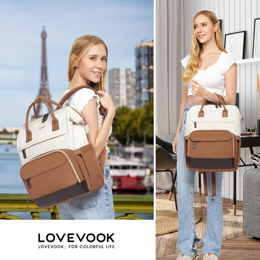 Laptop Backpack for Women, 15.6 Inch Work Business Backpacks Purse with USB Port, Large Capacity Nurse Bag College Bookbag for School, Waterproof Casual Daypack for Travel