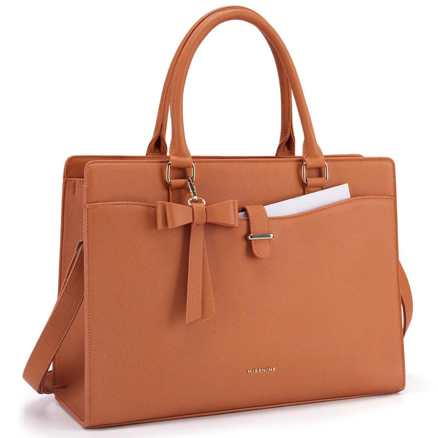 Laptop Tote Bag for Women 15.6 Inch Leather Work Bags Teacher Computer Purse Briefcase Handbag for Office, Travel