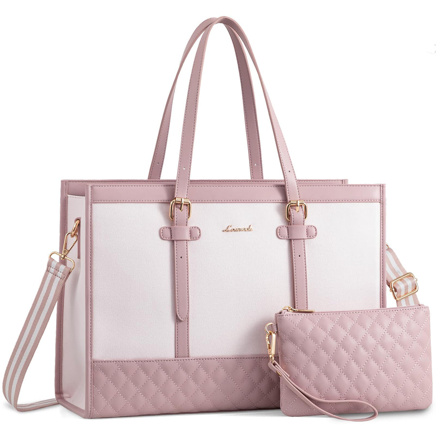 Laptop Bag for Women 15.6 inch Canvas Laptop Tote Bag, Large Capacity Work Bag with Clutch Purse, Computer Bag Office Business Briefcase, Casual Handbag for Travel College Teacher School